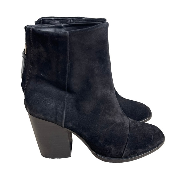 Rag & Bone Women’s Newbury Ankle Boots Size 38 US 8 Suede Black Heeled Western - Picture 1 of 9